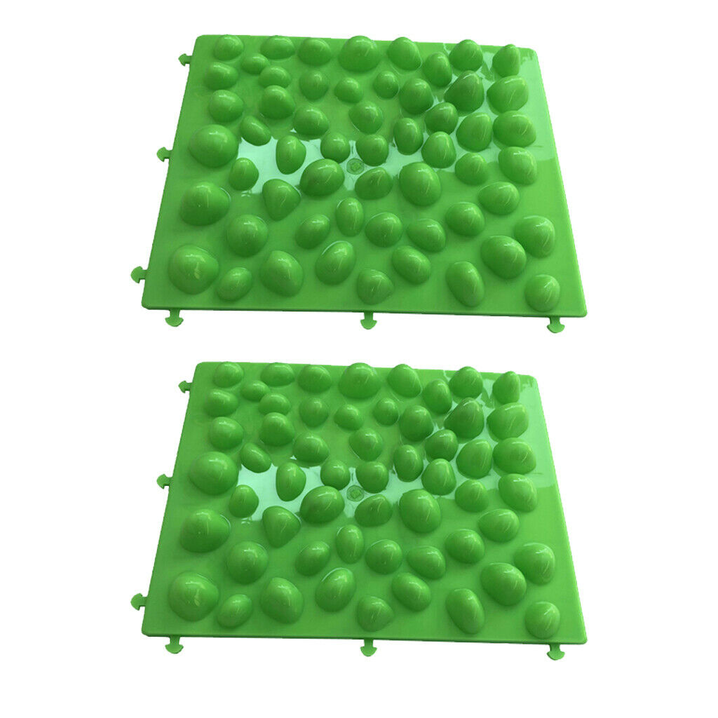 2pc Pebbles Foot Massage Pad Toe Pressure Plate Shiatsu Blanket Yg Mat Green
