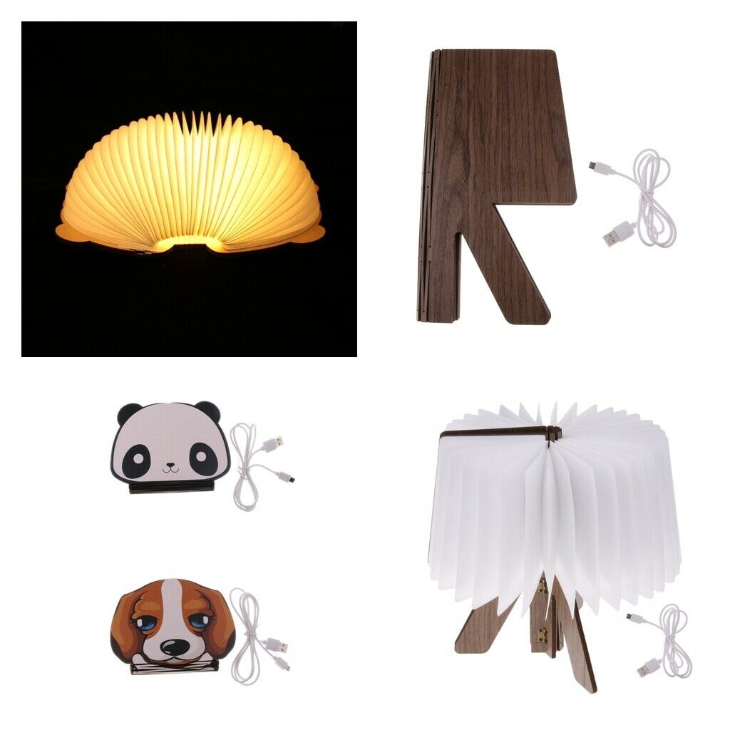 USB Rechargeable 4.5W Wooden Folding LED Folding Book Lamp Light  Warm White