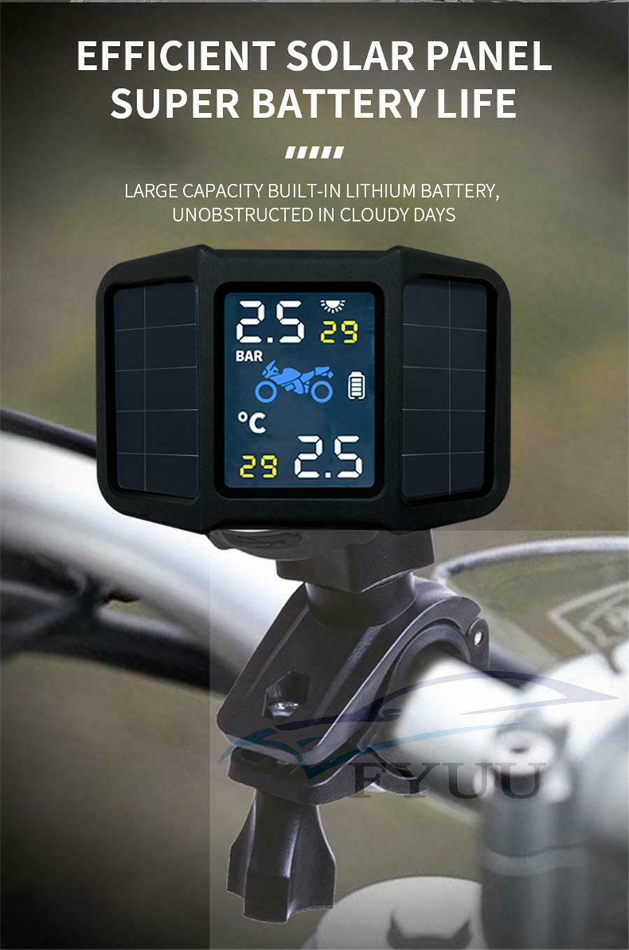 Solar Waterproof TPMS Motorcycle Real Time Tire Pressure Monitoring System
