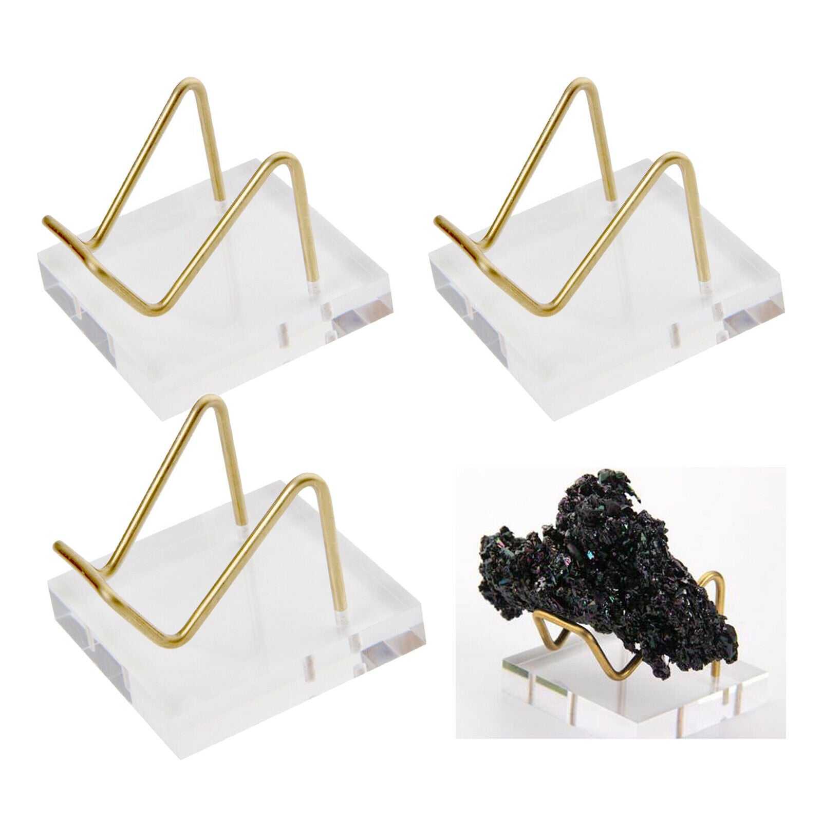 3pcs Clear Display Stand For Mineral Ore Crystal Ball Cluster Agate Holder