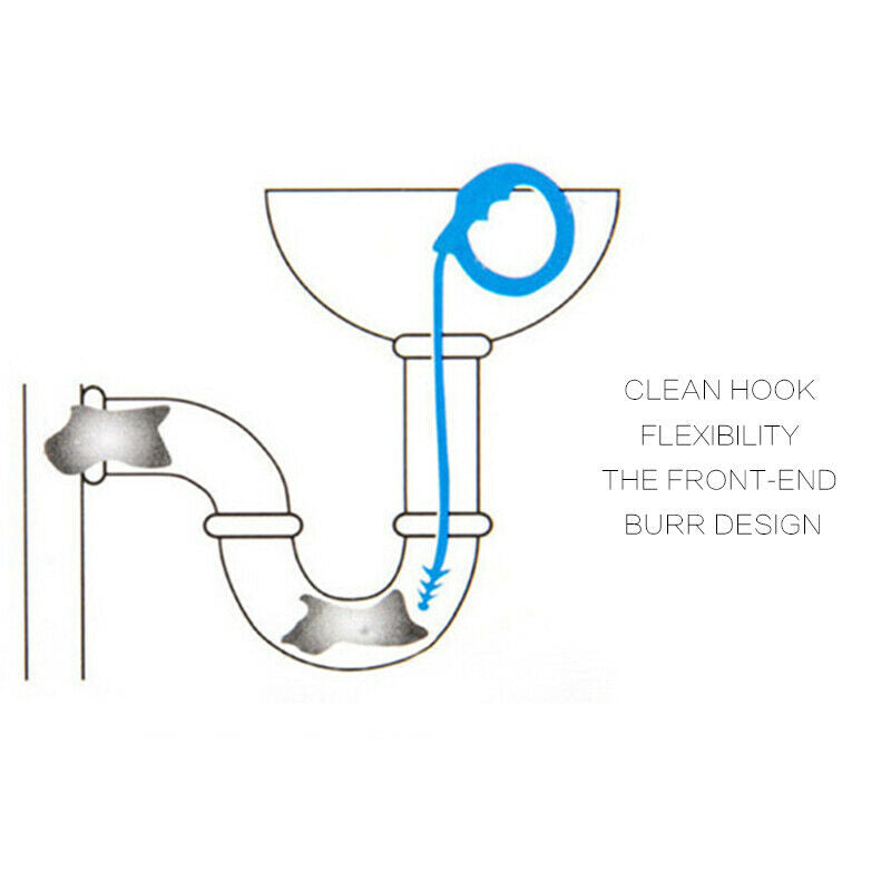 17in Flexible Kitchen Drain Sink Overflow Waste Hair Removal Cleaning Tool HN US