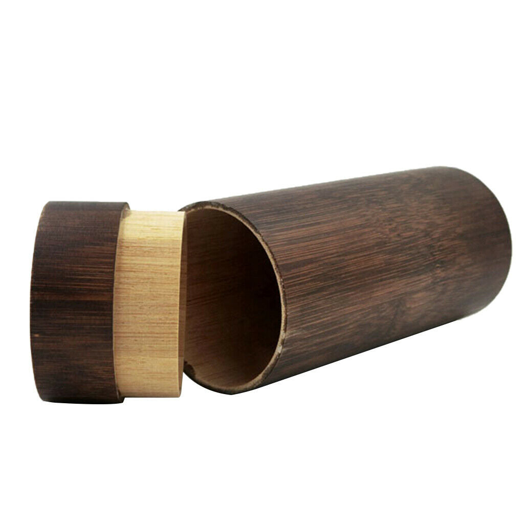 2 Pack Cylinder Bamboo Wood Sunglasses Case Eyewear Eyeglass Glasses Box