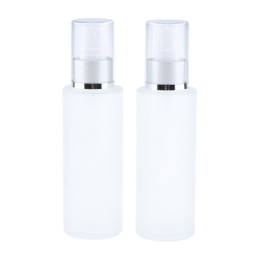 2Pcs Empty Glass Bottle Cosmetic Makeup Travel Lotion Containers 100ml Spray