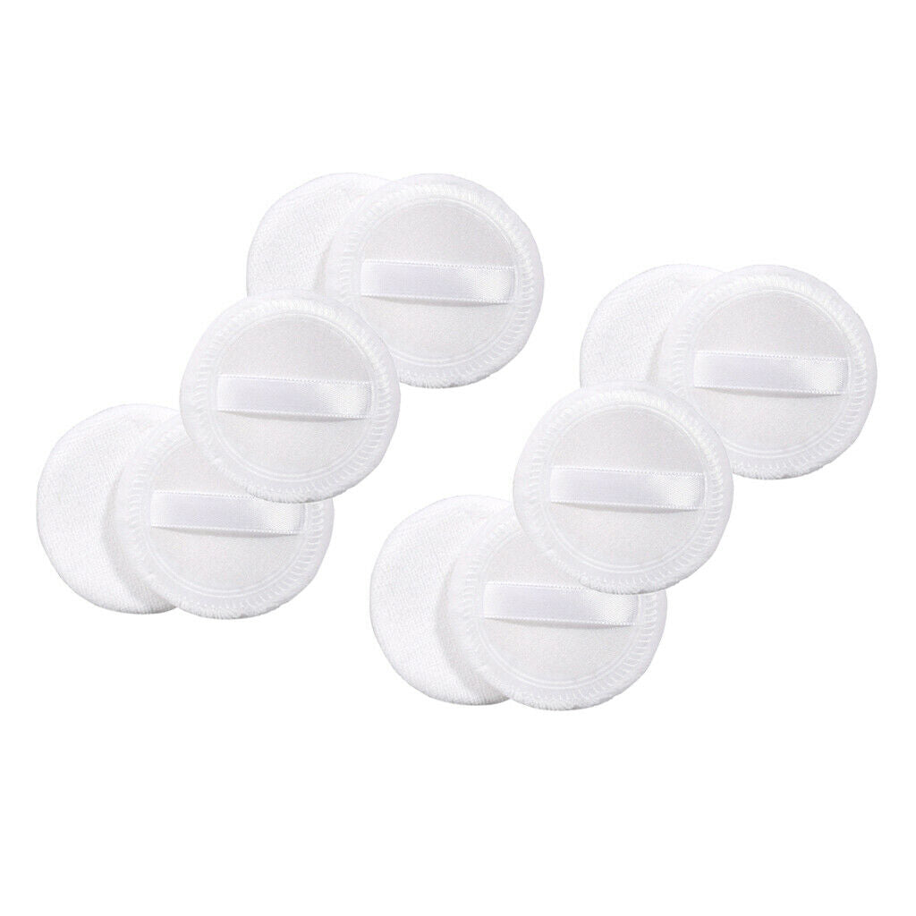 of 10 Round Cosmetic Blusher Finished Powder Foundation Puff 2.3'' White