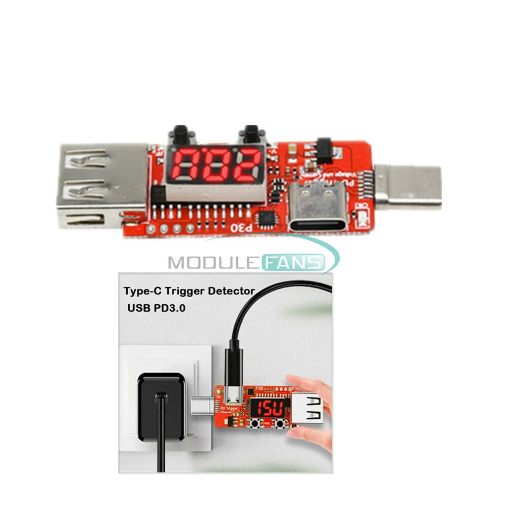 Digital PD3.0 Type-C USB Fast Charge Display Voltmeter Ammeter Trigger Detector