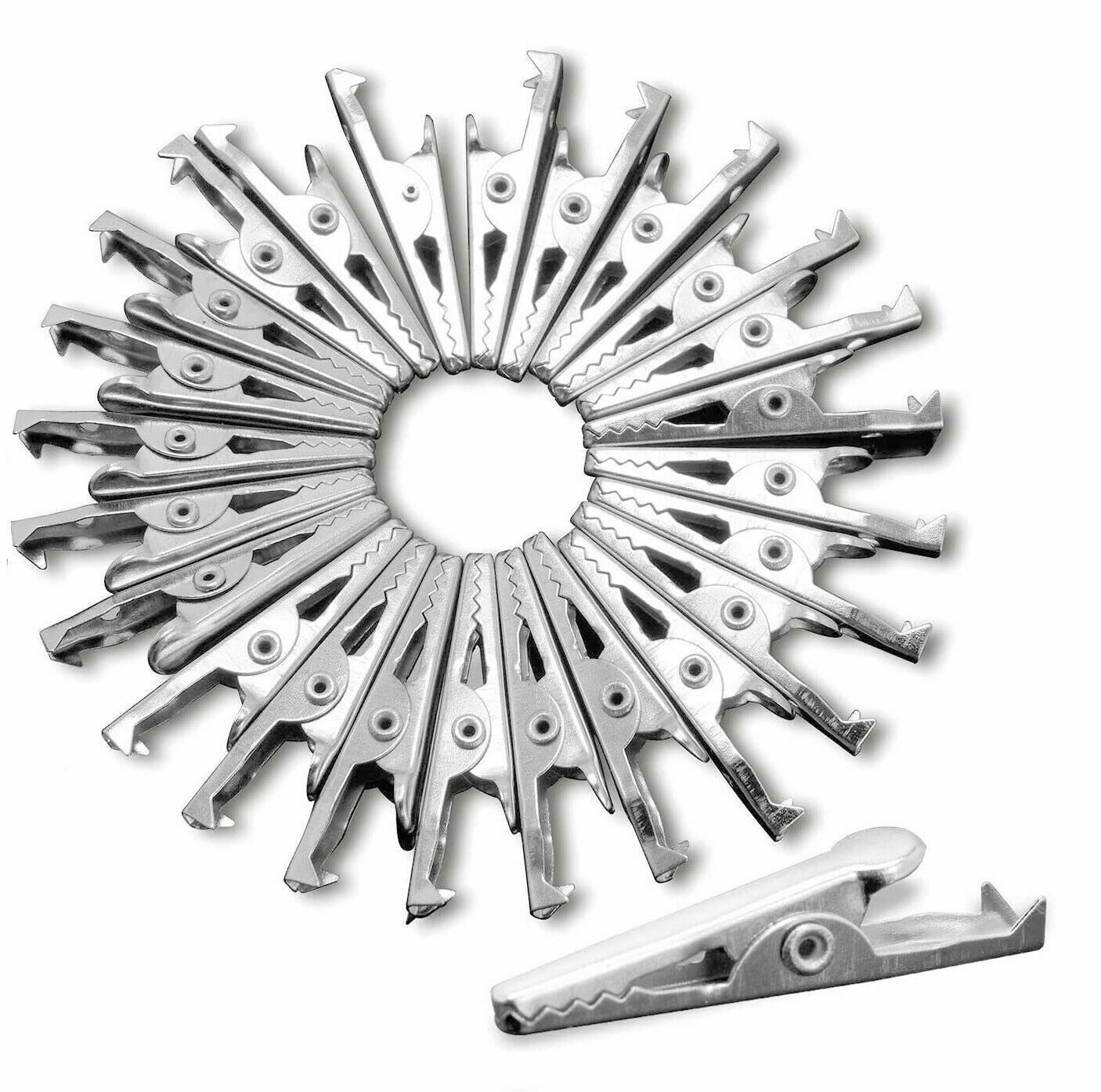 20PCS Single Prong Iron Alligator Clips W/ Teeth Aligator Clip Test Set BULK