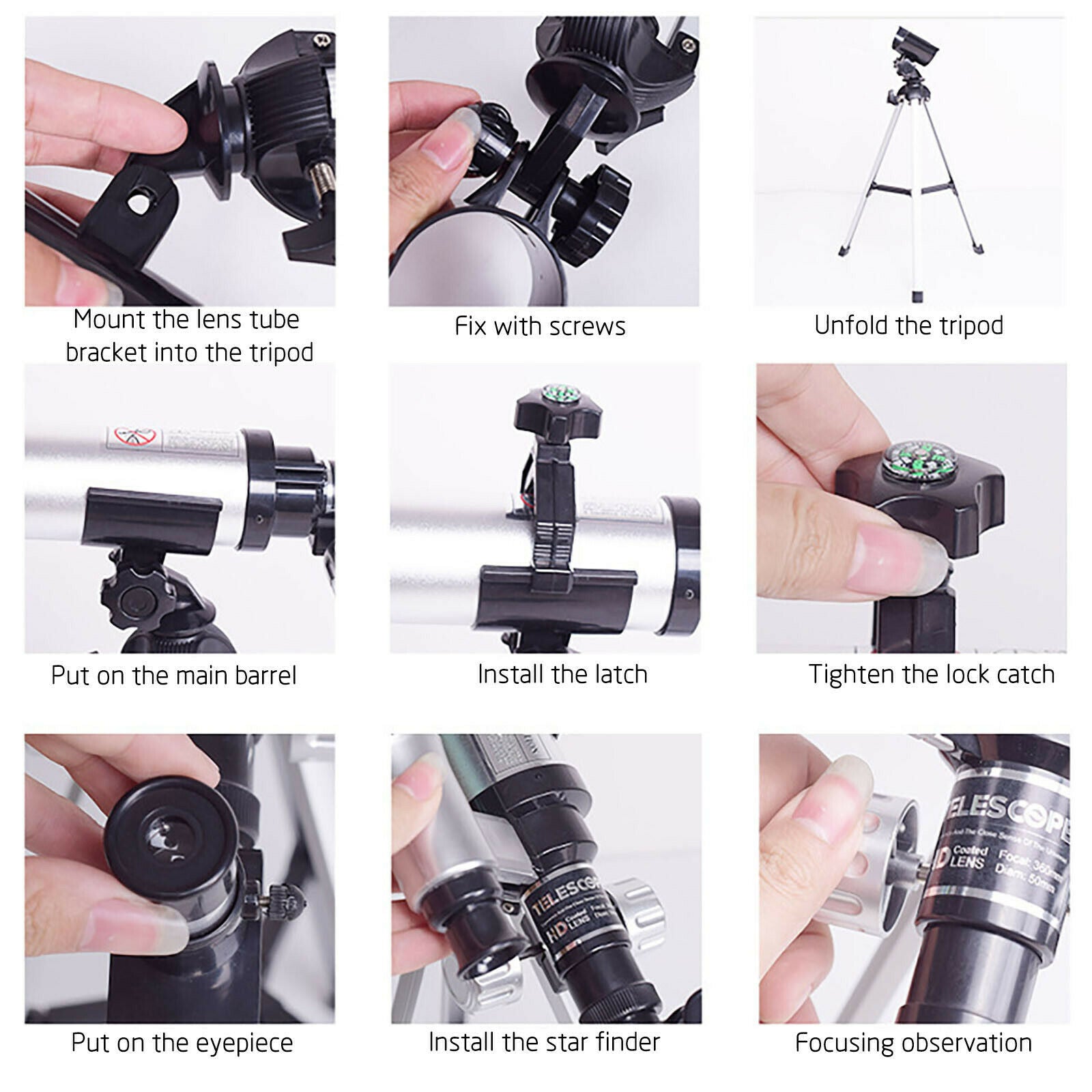 Astronomical Telescope With Tripod 60X Zoom HD Outdoor Monocular Moon AU