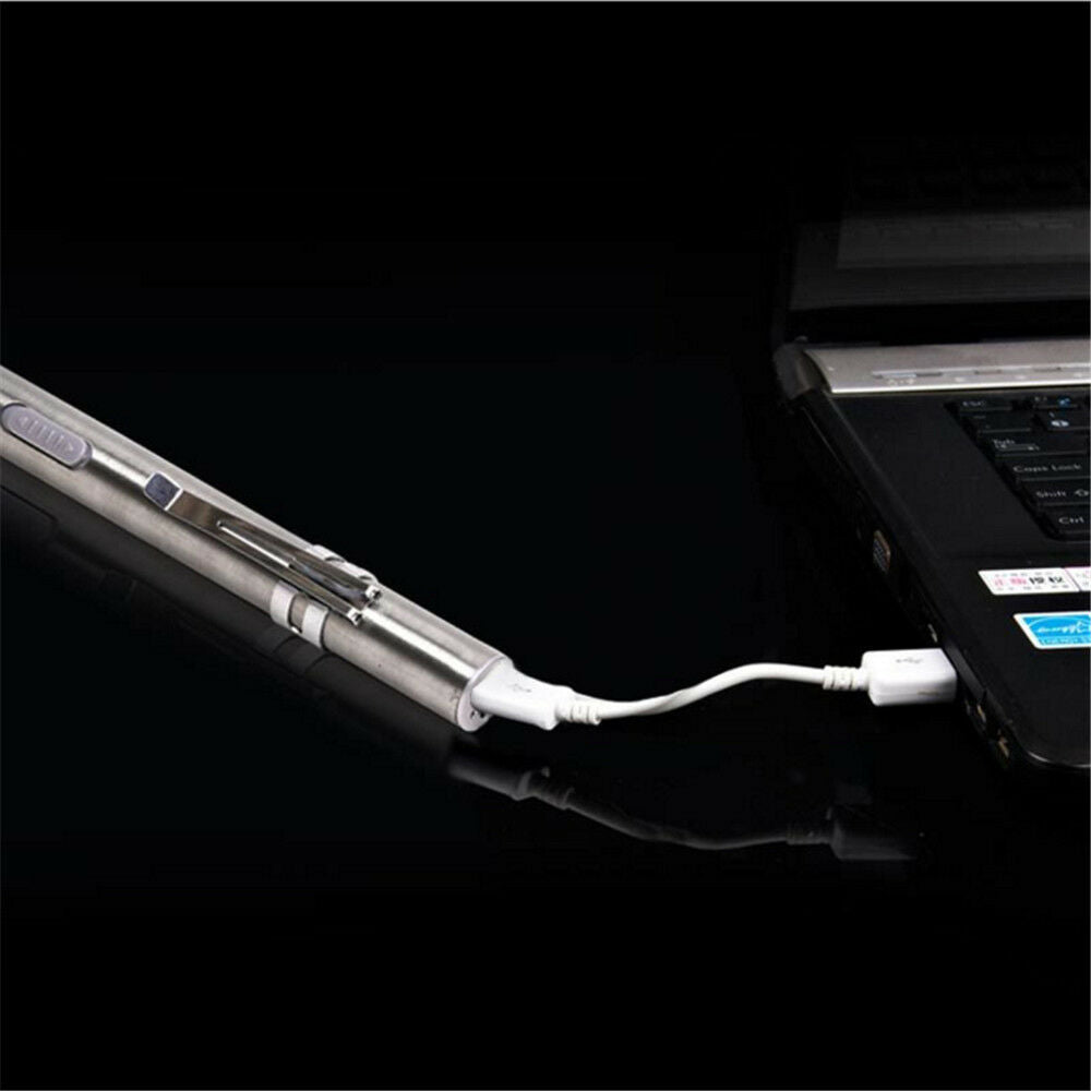 500lm Pen Size Q5  Lamp Flashlight White LED USB Rechargeable Pocket Torch