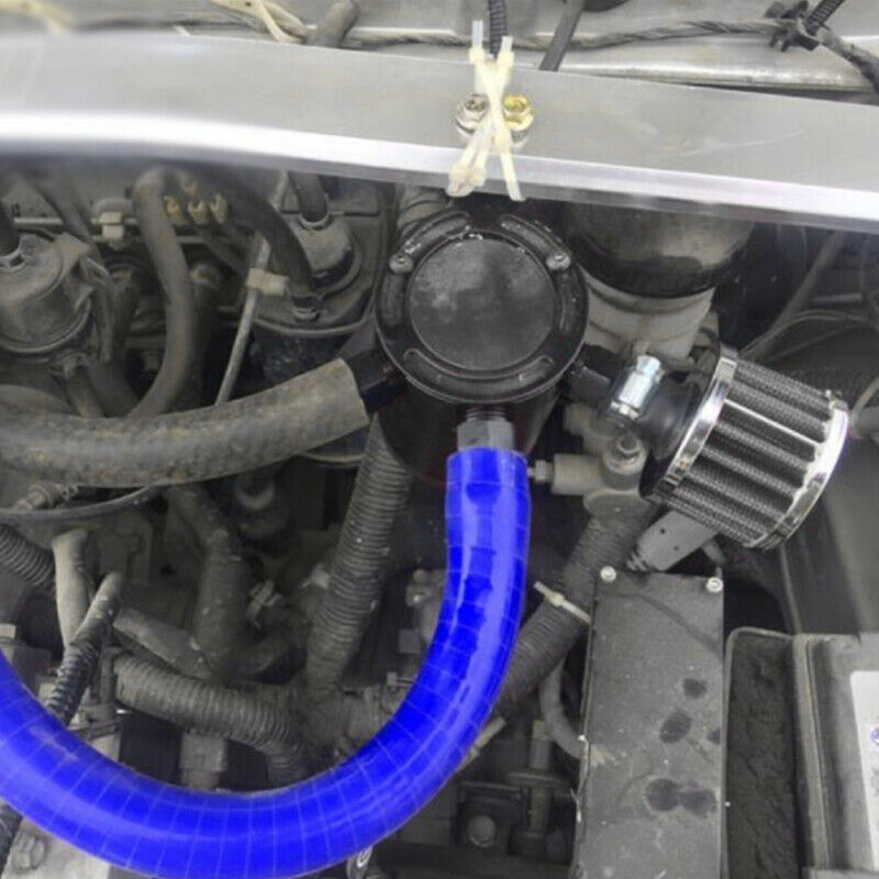 Racing Baffled Aluminum 3-port Oil Catch Can Tank Air-oil Separator Washable