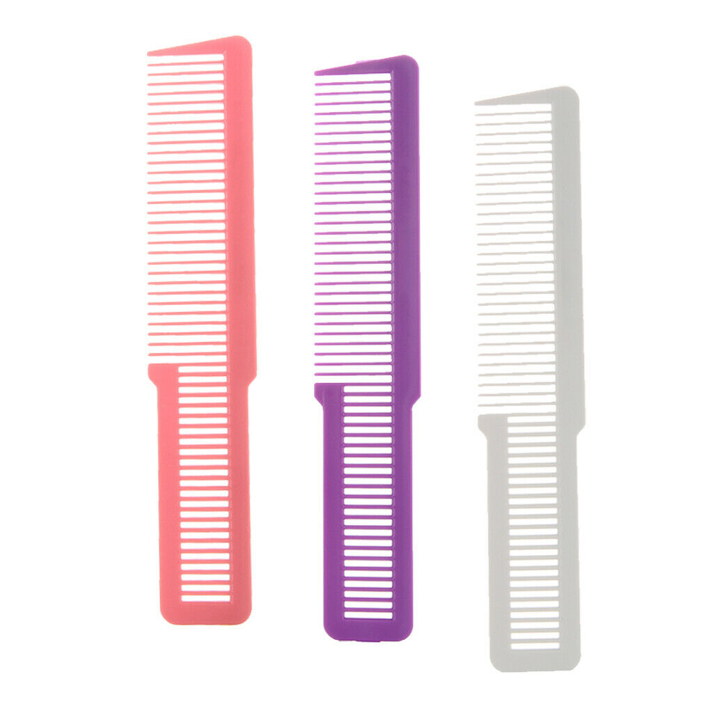 3x Barber Flattop Clipper Cutting Combs Plastic Static Free Hairdressing