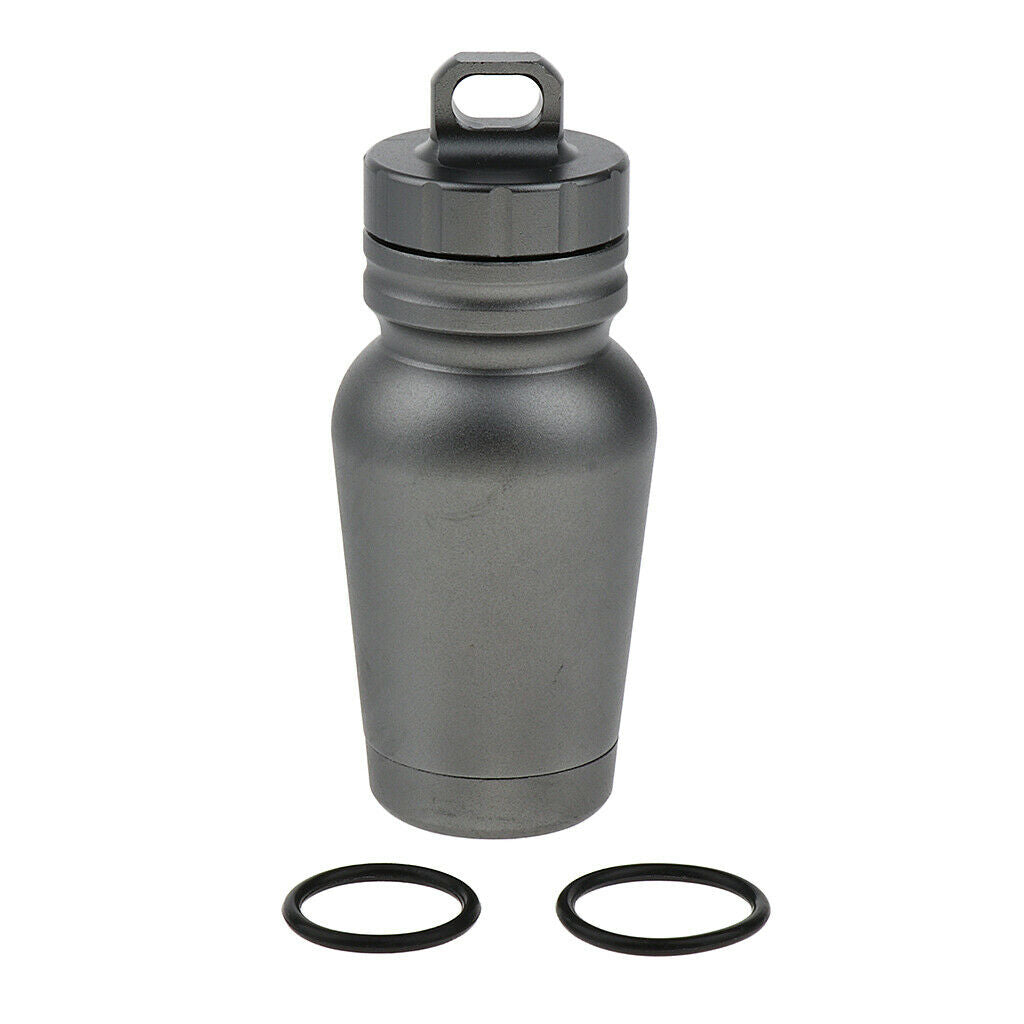 Outdoor Storage Container Case Pill Box Key Ring Carry Cash Capsule Gray