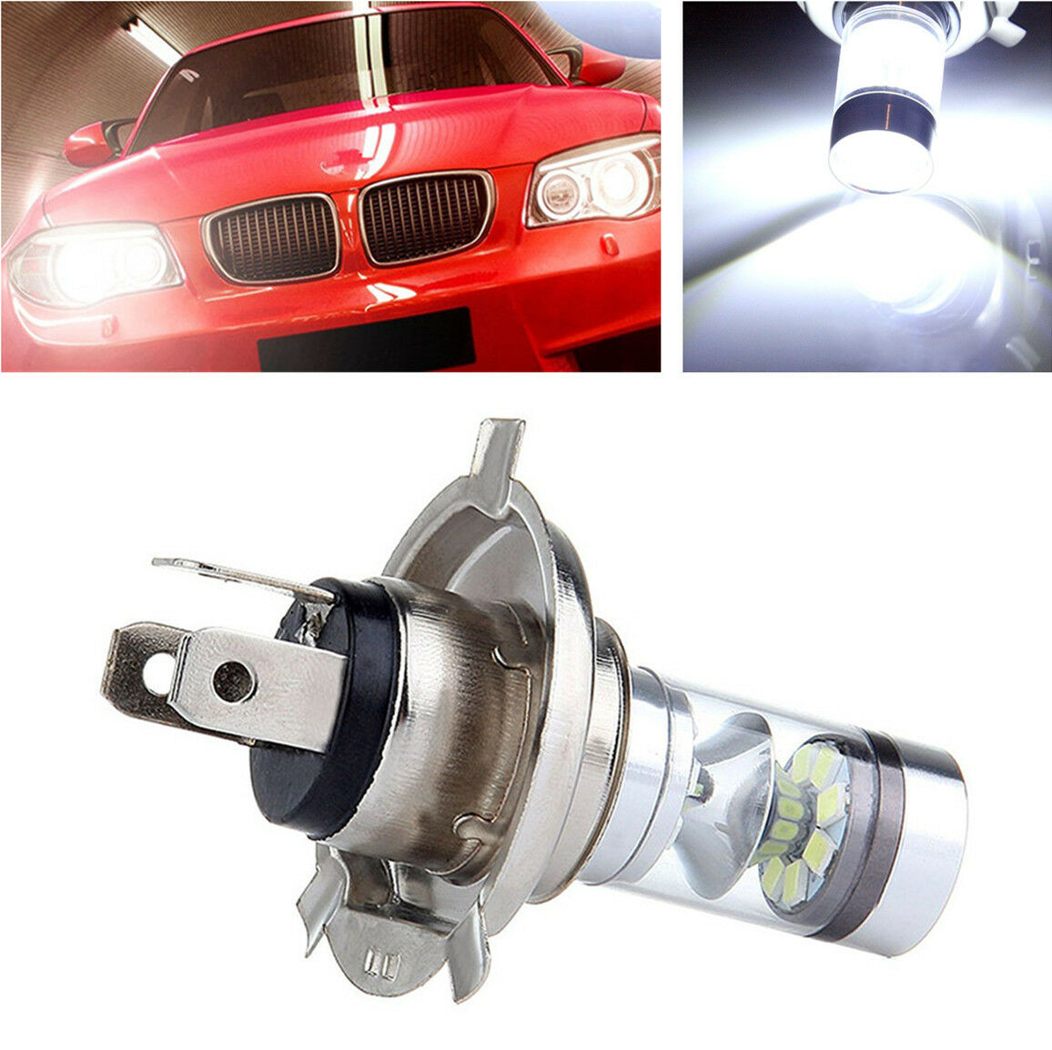 2x 360Â° 1157/H4 Car 3030 LED Headlight Driving Brake Light Bulb 100W 6000K White