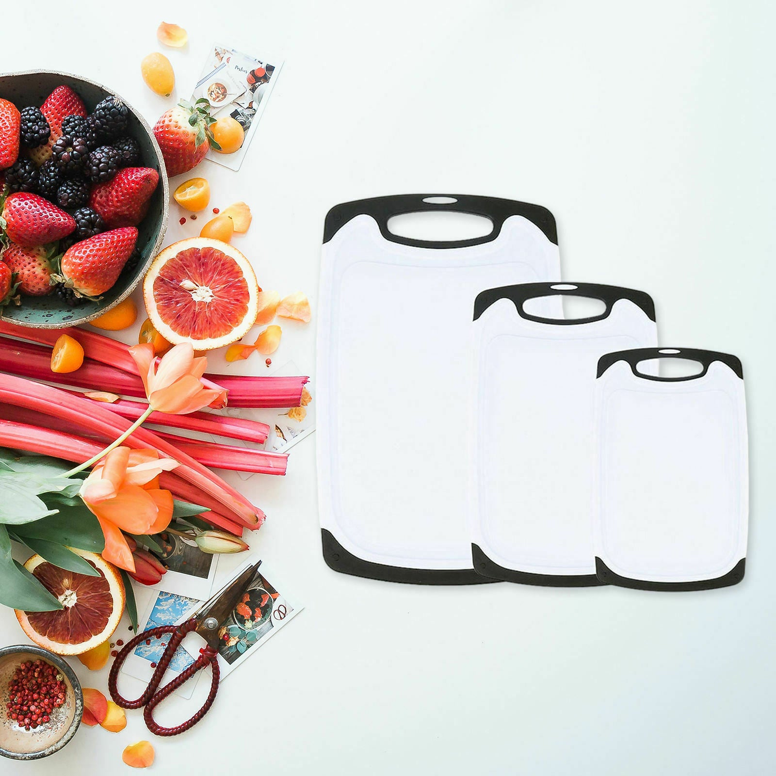 3x Chopping Board Built to Last with Handles Mat Keep in Place for Vegetable