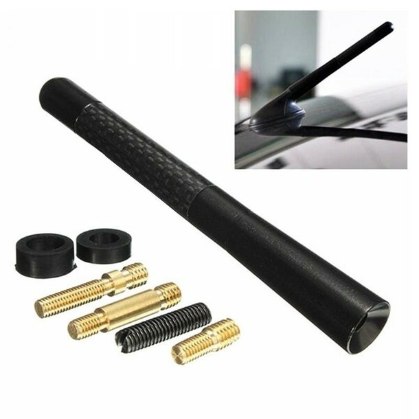 4.7" Car Carbon Fiber Aluminum Screw Radio Short Antenna Aerial Universal