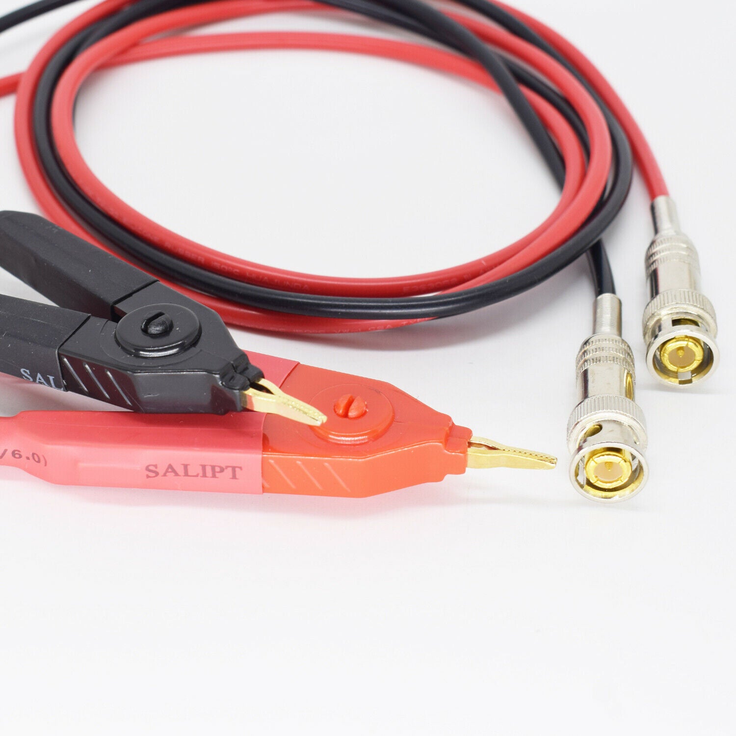 1pair 1.2M/4FT BNC Male To Kelvin Clip for LCR Meter Probe Test Cable R+B
