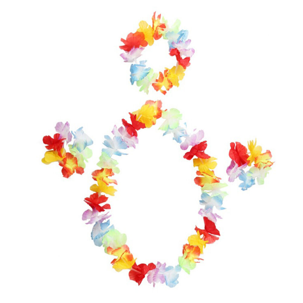 4 pcs/set HawaiianBDropical Hula Luau Grass Dance Head Neck Wrist Garla.l8