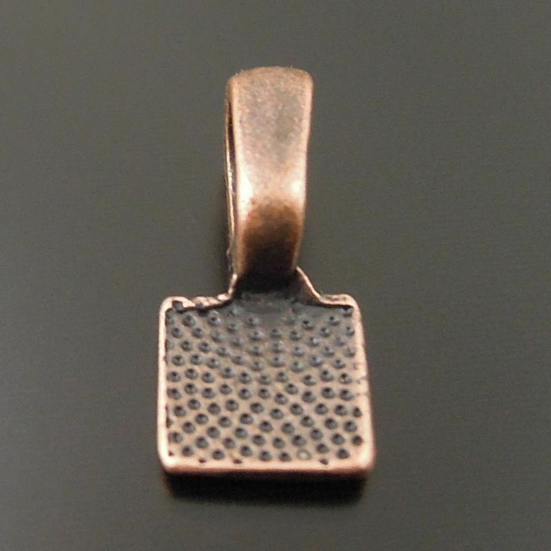 Antiqued Copper Tone Alloy Charm Glue On Bail Jewelry Findings 15*7mm 50pcs