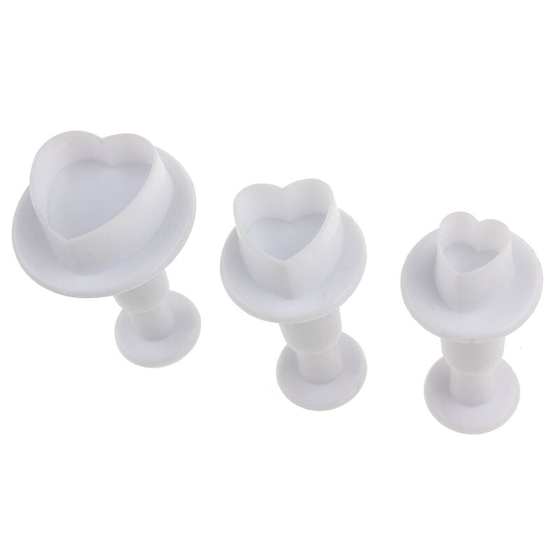 3X Cake Fondant Sugarcraft Decor Cookie Mould Mold Plunger Love Heart Cutt.l8
