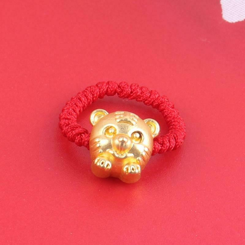 Tiger Pendant Hand Knotted Adjustable Charm Lucky Bracelet Ring for Men Women