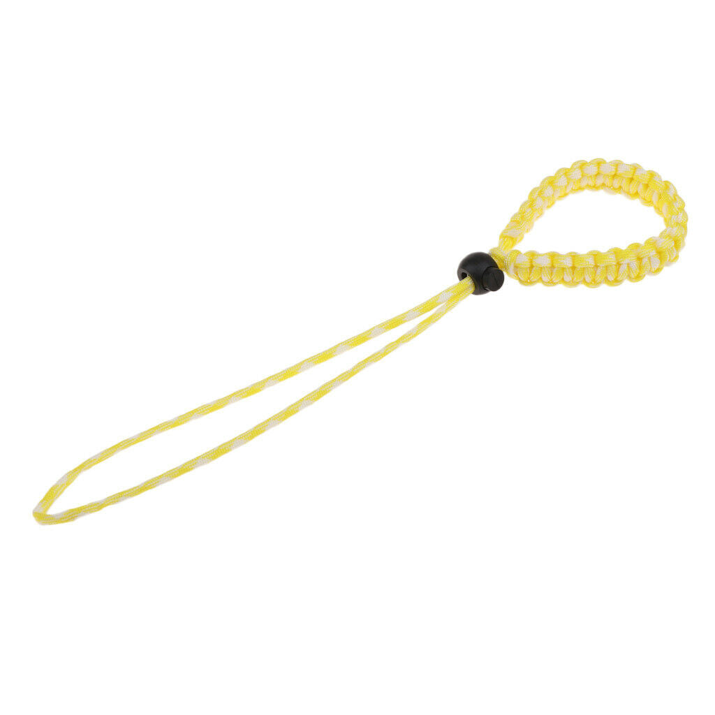 Adjustable Camera Wrist Strap Braided Paracord Hand Lanyard Yellow White