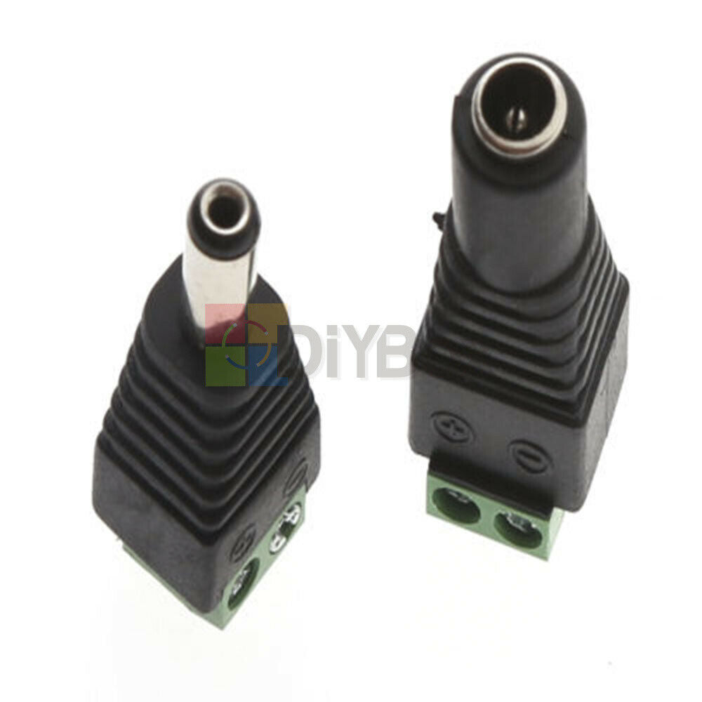 5 Pairs Male and Female 2.1x5.5mm DC Power Plug Jack Adapter Connector For CCTV