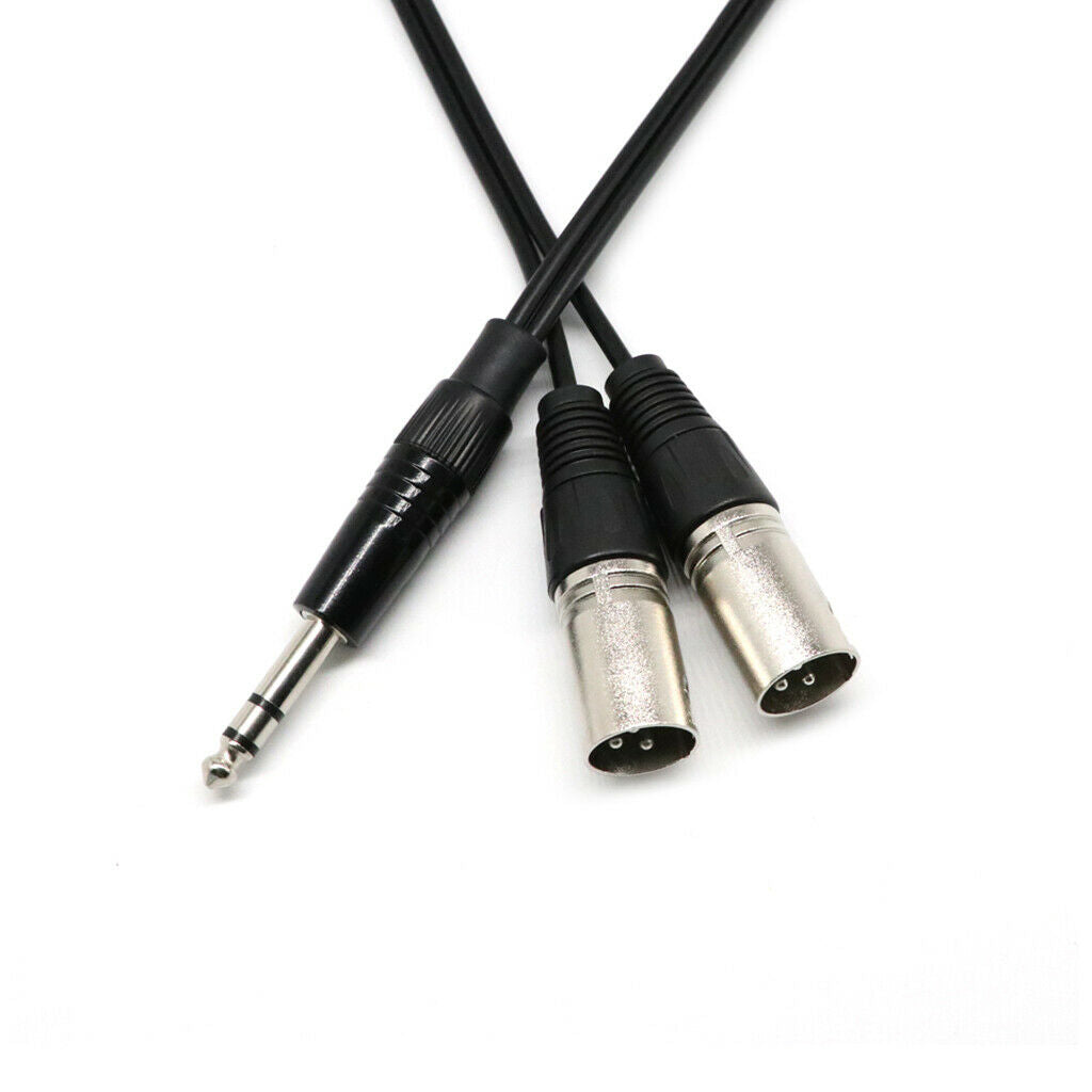 2 Pieces 6.35mm Stereo Male to Double XLR Male Audio Splitter Cable for DJ Mixer