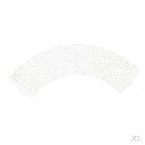 36pc Vines Hollow Cupcake Wrappers Muffin Cake Lace Wraps Case Wedding Ice white