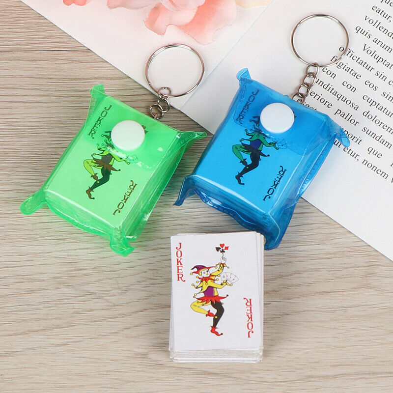 4*3cm Portable Mini Playing Cards Keychain Small Poker Board Game Key Cha.l8