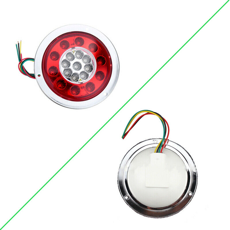 2x 4.3'' Round 19LED Truck Trailer Lorry Brake Stop Turn Tail Light Chrome Ring