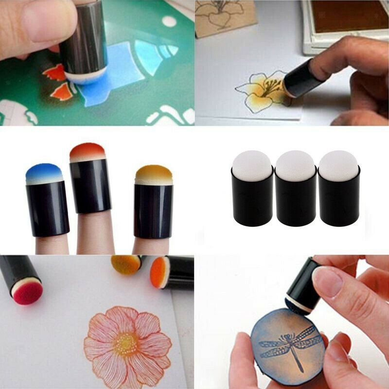 2X NEW Stamping Chalk Finger Sponge Daubers for Stamping Brush Embossing