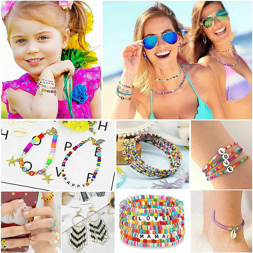 7905Pcs Clay Heishi Beads Handmade DIY Jewelry Marking Kit for 24 Colors 6mm