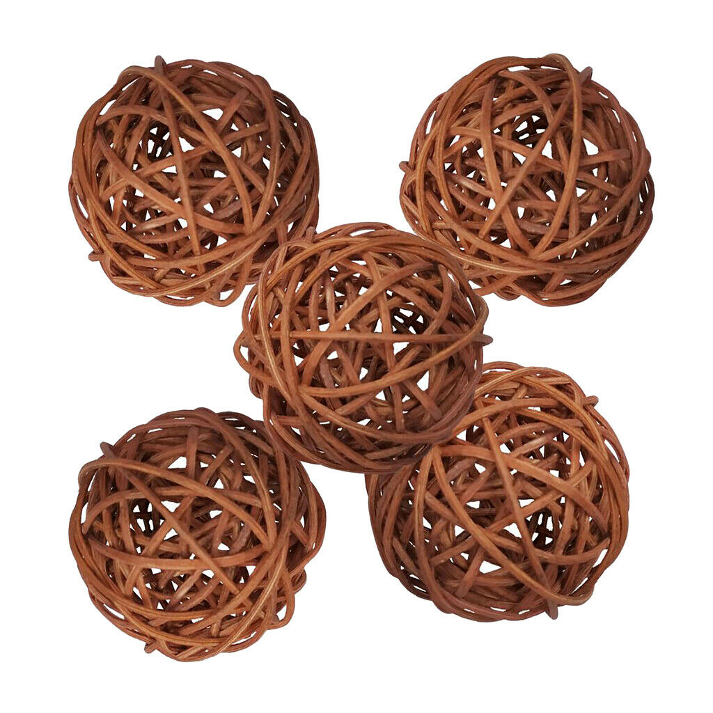 5pcs Wicker Rattan Balls Table Wedding Party Christmas Decorative Craft 7cm