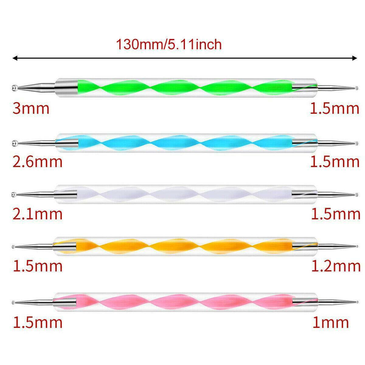 20Pcs UV Gel Nail Art Design Set Dotting Painting Drawing Polish Brush Pens Tool