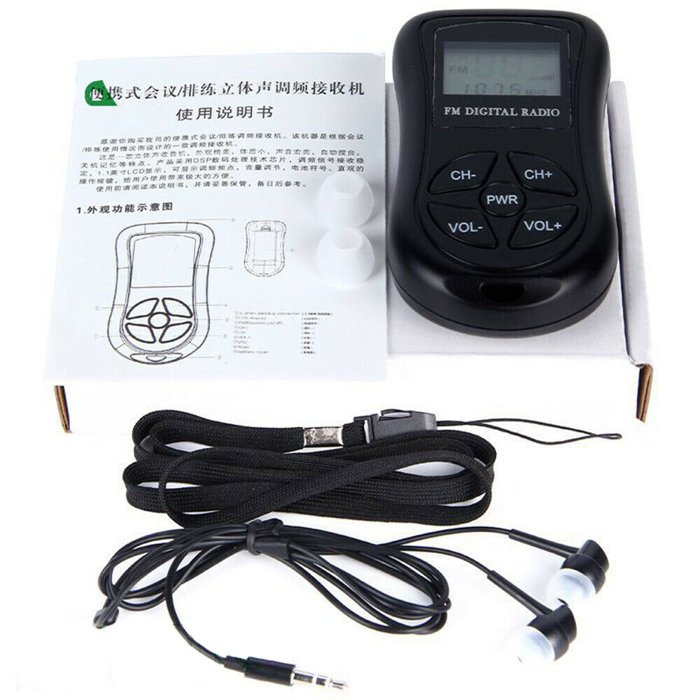 HRD-107 Portable Mini Digital FM Radio Receiver with Earphone Hand Strap Sports