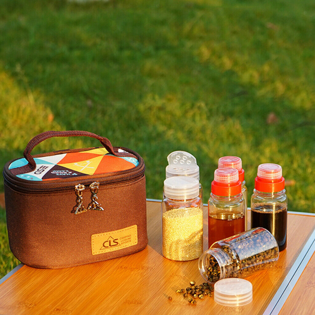 6 Pcs Outdoor Camping BBQ Grilling Spice Salt Pepper Condiment Jars Bottle