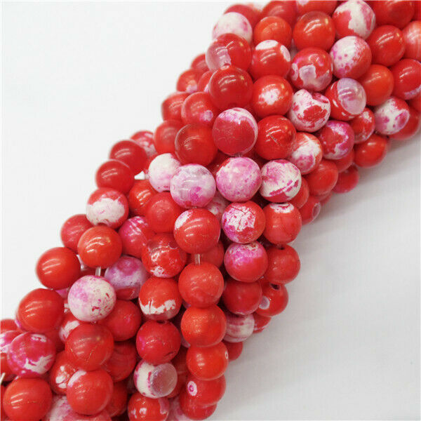 1 Strand 7mm Red&Rose Dream Fire Agate Round Ball Loose Beads 15.5inch HH9036