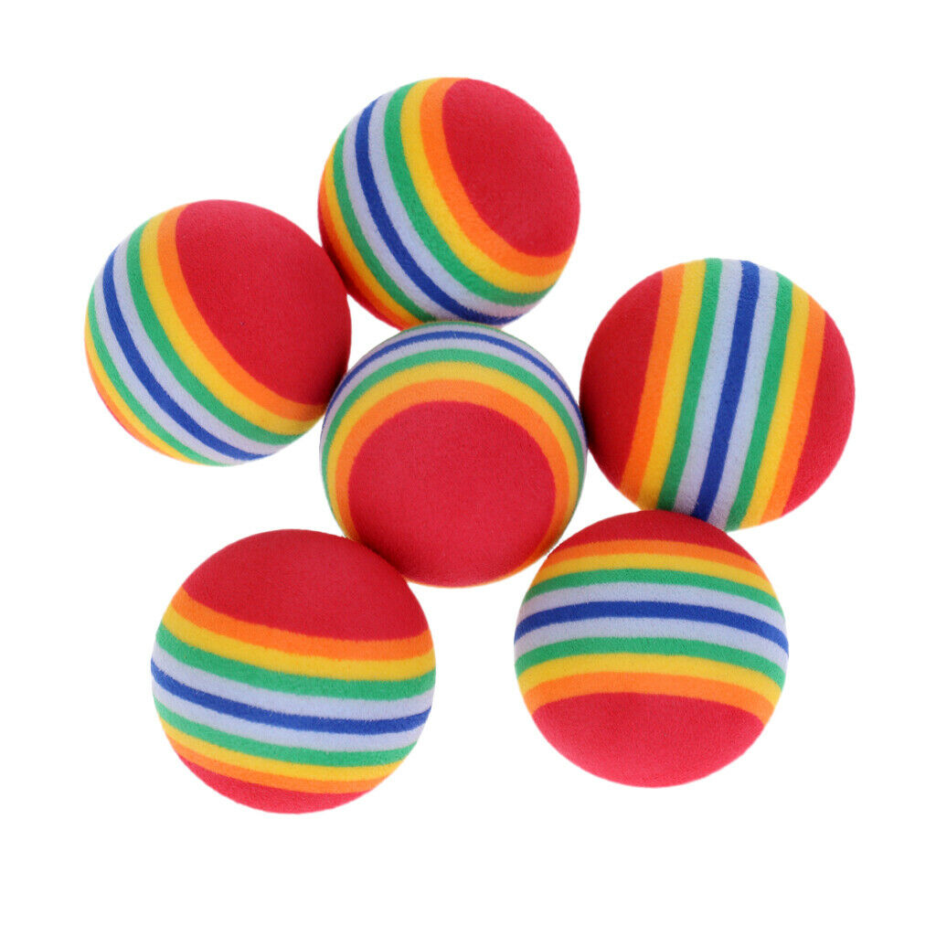 6 Pieces Light Soft Foam Rainbow Color Indoor Practice Golf Training Balls