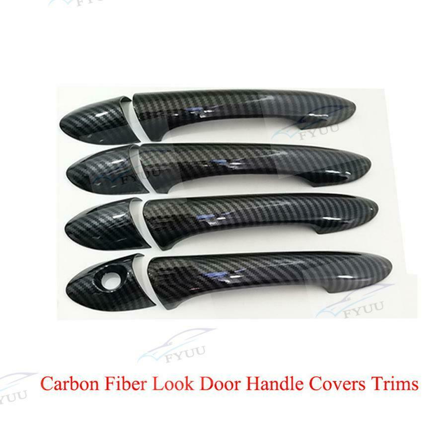 For 11-14 Hyundai Sonata Glossy Black Carbon Fiber Look Door Handle Covers Trims