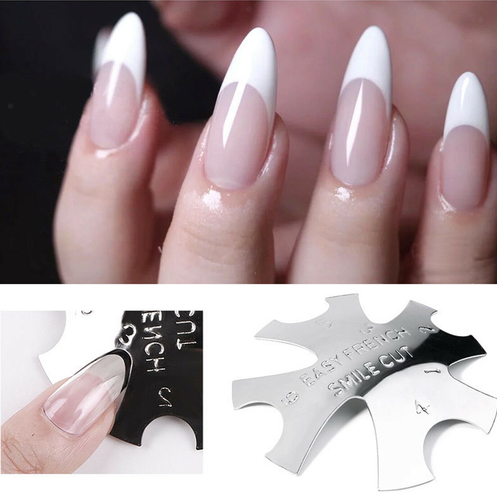 Edge Trimmer Nail Cutter with 8 Sizes Acrylic Gel Cutter Mold Kit C-Shape