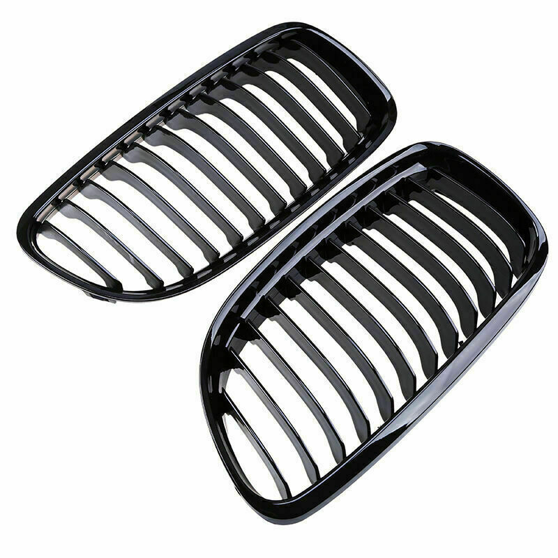 For BMW E90 328i xDrive Sedan 2008-2011 Glossy Black Kidney Front Bumper Grilles