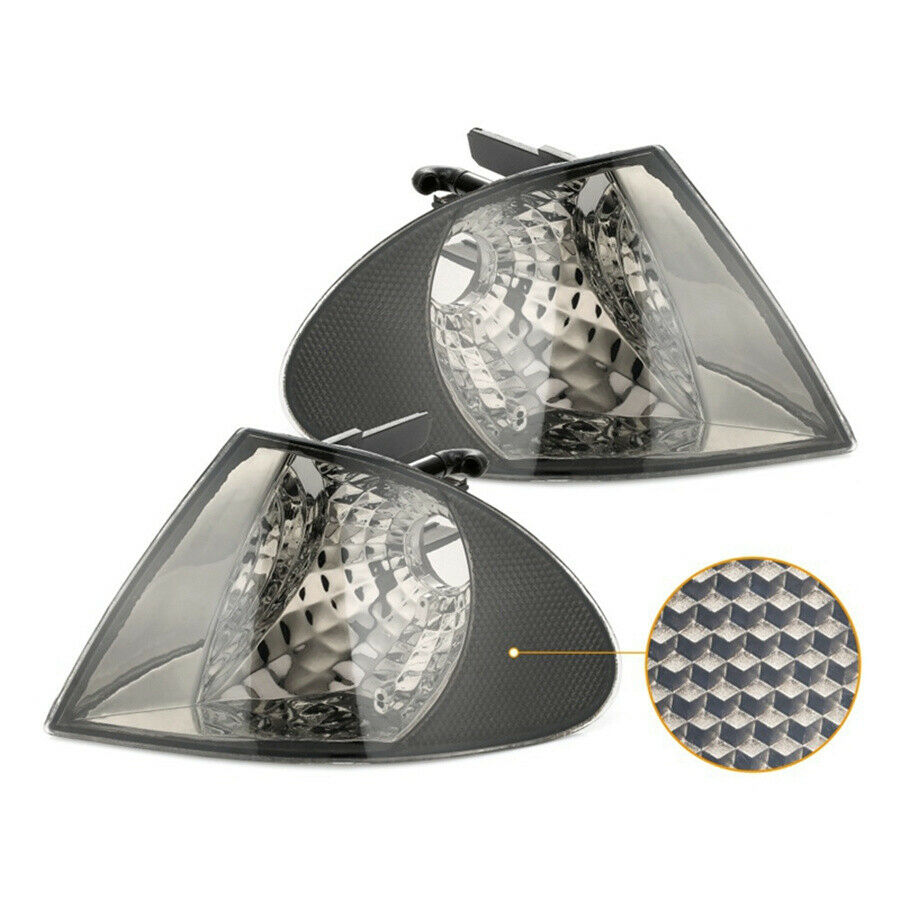 Pair For BMW 3 Series E46 1999 2000 2001 Smoke Turn Signal Corner Light Housing