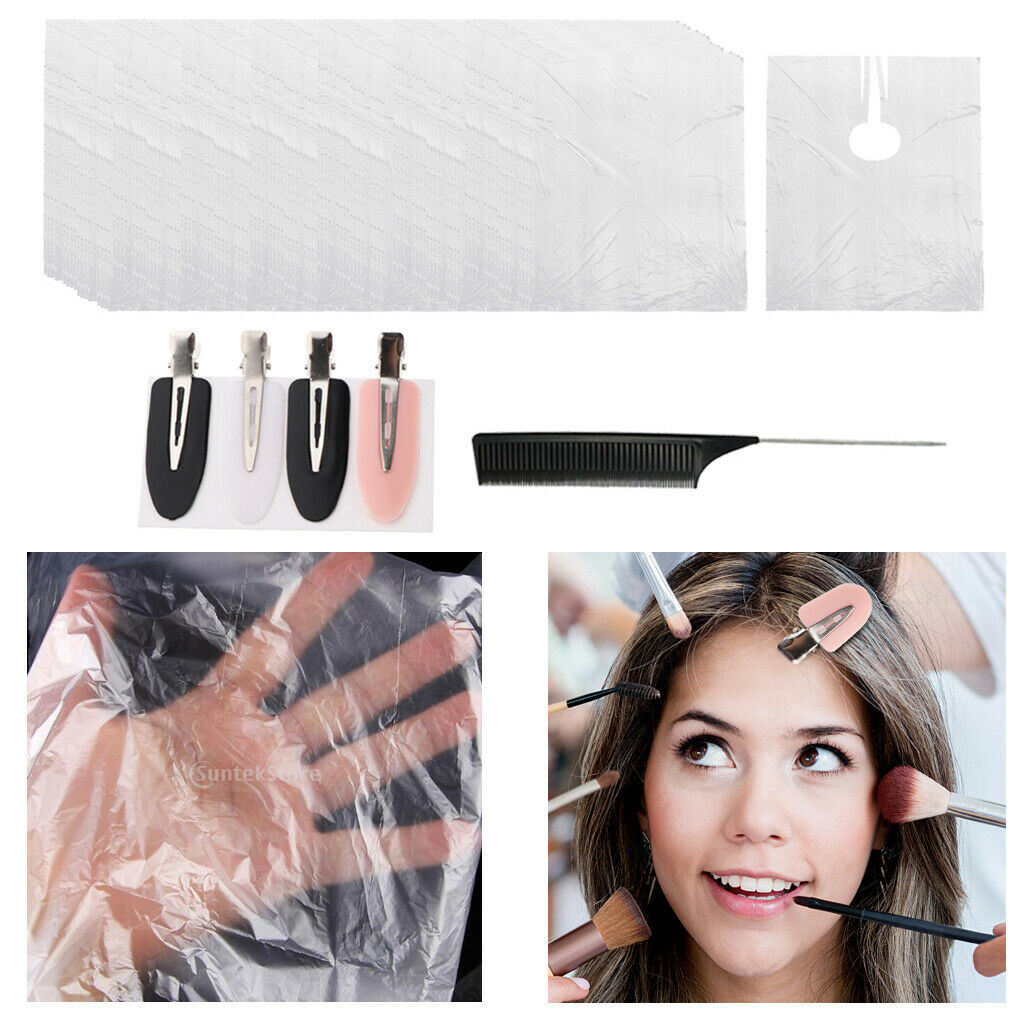 350Pcs Disposable Hair Cutting Cape Cloth Gowns Apron w/ 4 Hair Clips & Comb