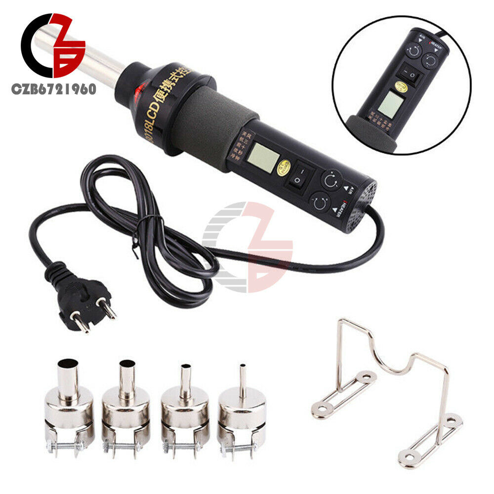 AC 220V 450W 450℃ 8018LCD Soldering Station Heat Hot Air Gun ICs SMD 4 Nozzles