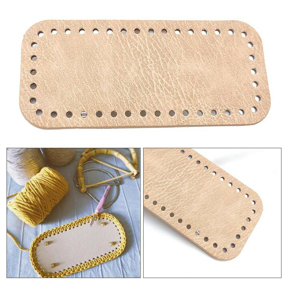 2X PU Leather Bottom Knitting Bag Crocheting Handbag Nail Base Pad 8x18 Square