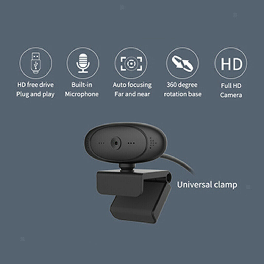 1080P HD Desktop USB Webcam With Microphone Auto Focus For Online Teaching
