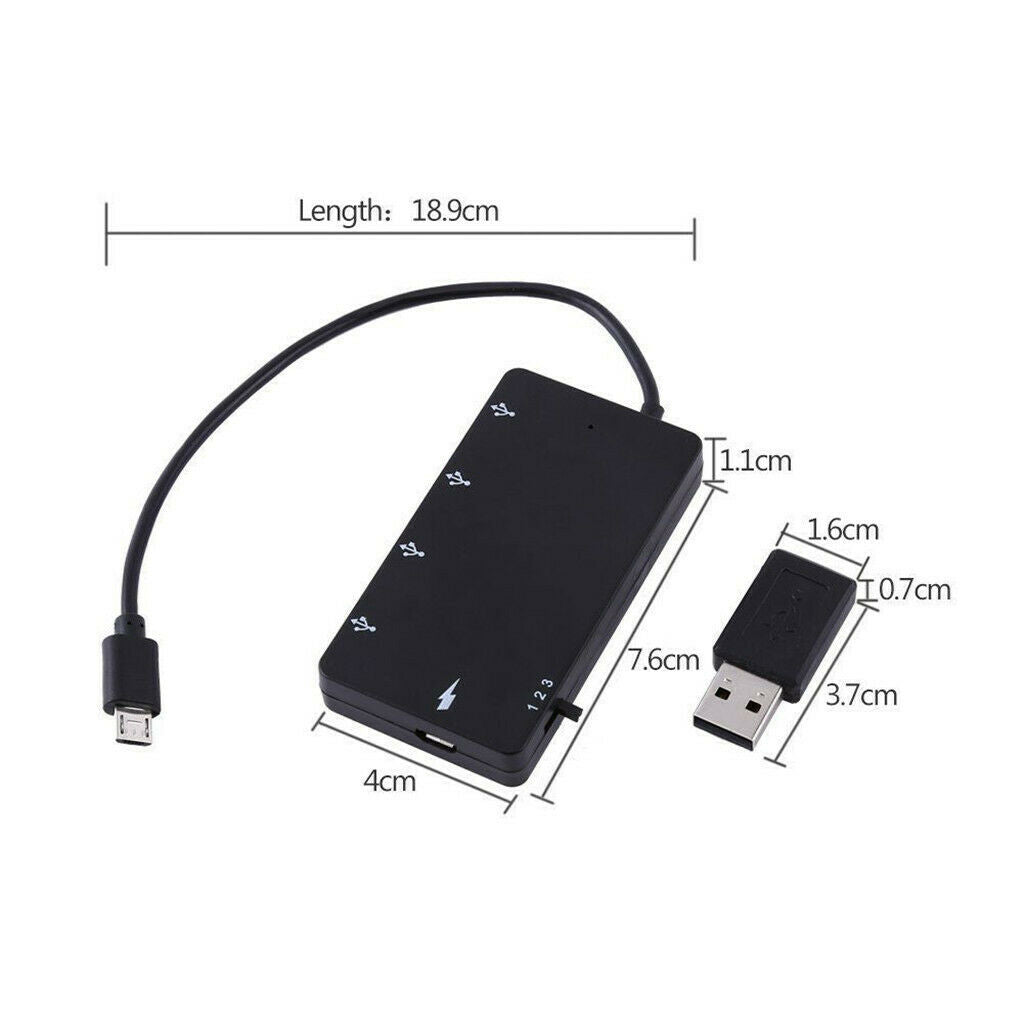 4in1 Male to Female Micro USB2.0 to USB Type-A Power Charger Host OTG Hub Cable