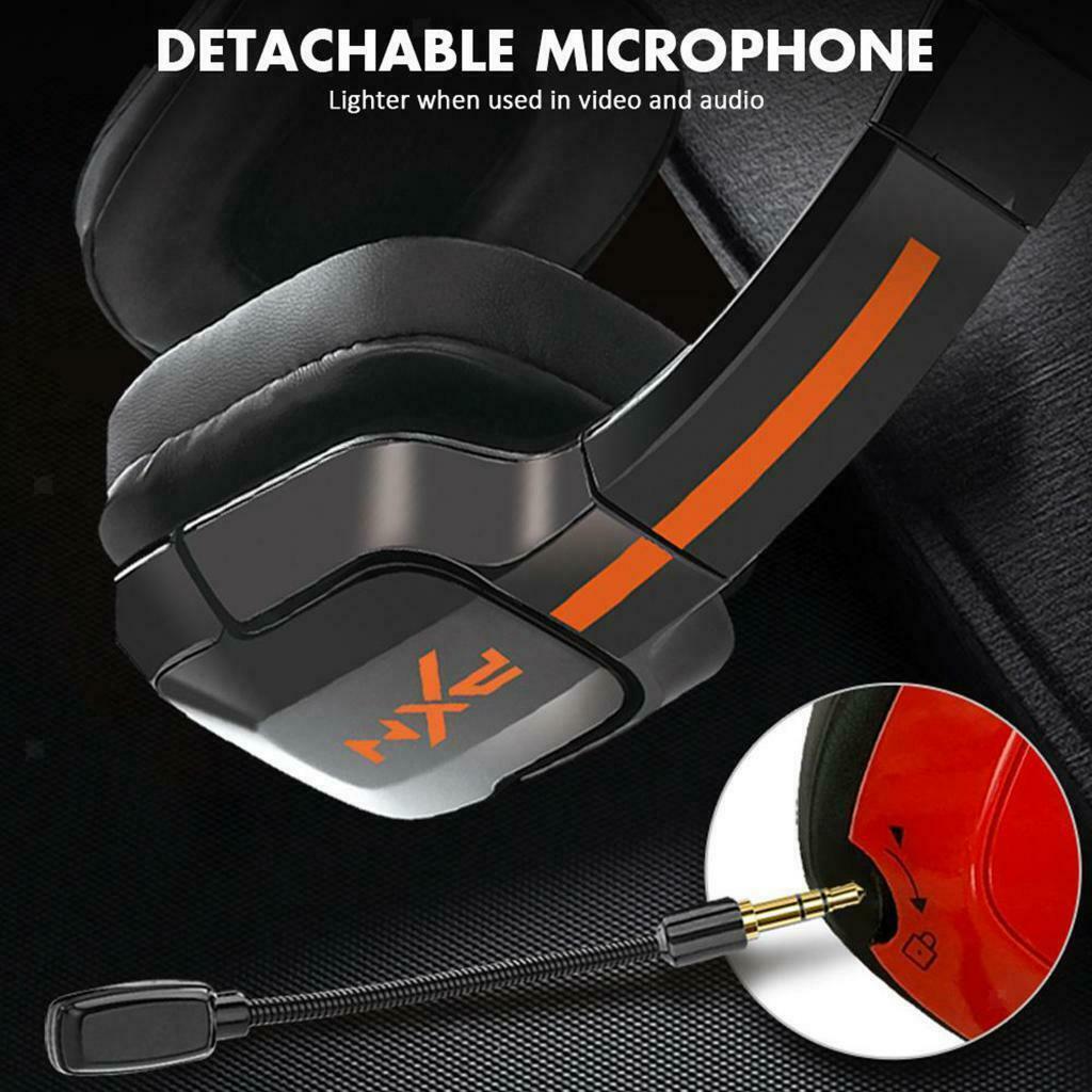 Gaming Headset with Noise Reduction Detachable Mic Adjustable for PC White