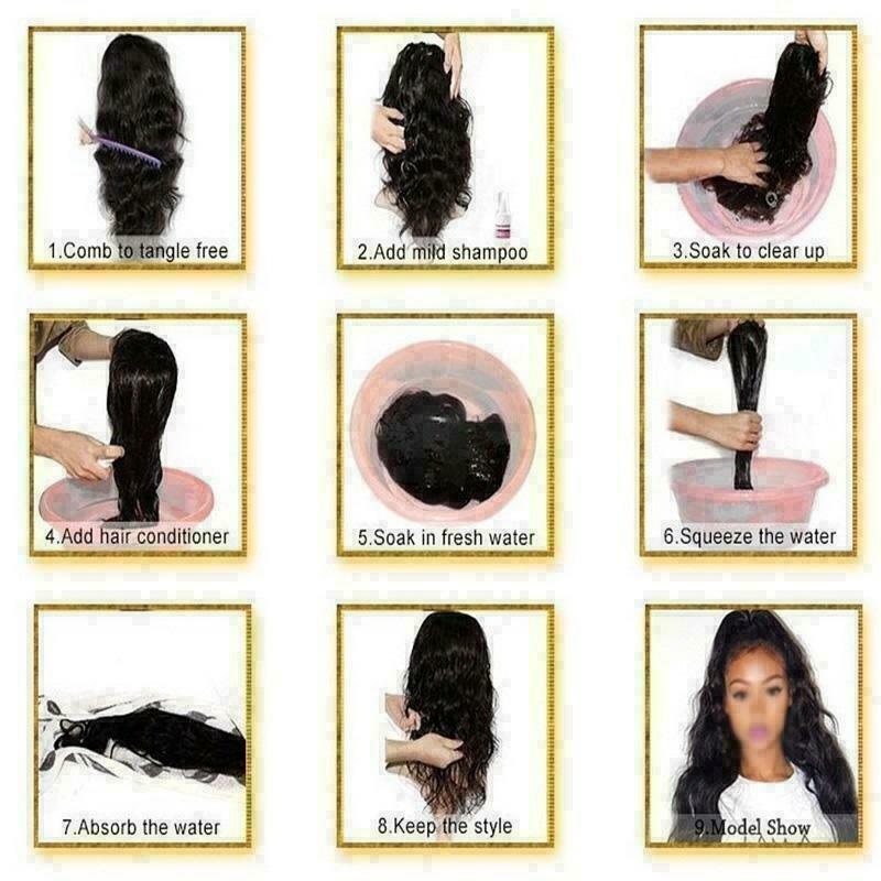 Pre Plucked Natural Peruvian Virgin Human Hair Curly Full-Front Lace Hair Wig US
