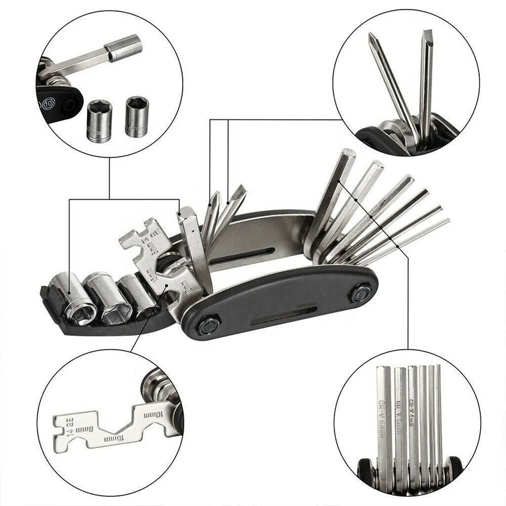 Bike Tire Tools Kit Patches Portable with Carrying Bag for