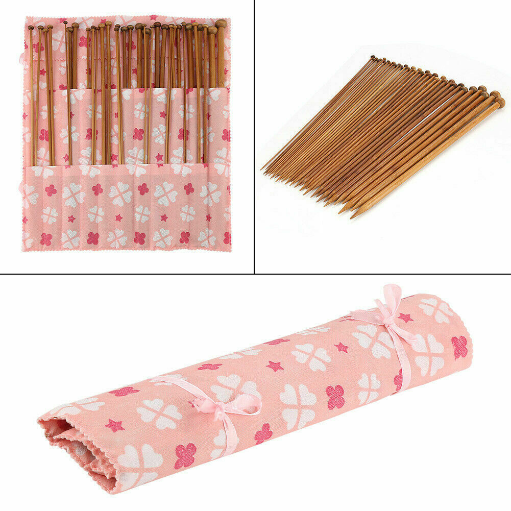 36Pcs Bamboo Carbonized Single Pointed Wood Knitting Needles  Crochet Set